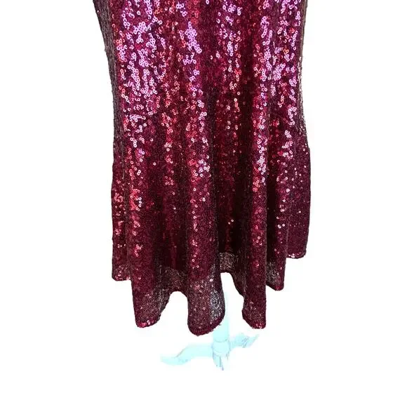 Free People Halter Dress XS Red Sequin Liquid Shine Mini NYE Holiday Party Glam - Picture 5 of 15